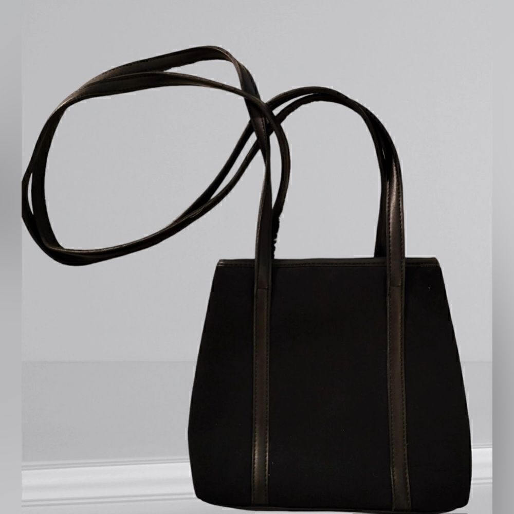 Nine West Small Black Purse Shoulder canvas leather trim Bag